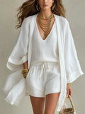 Charlotte | Conjunto de tres piezas: chaleco amplio y short con cordón ajustable