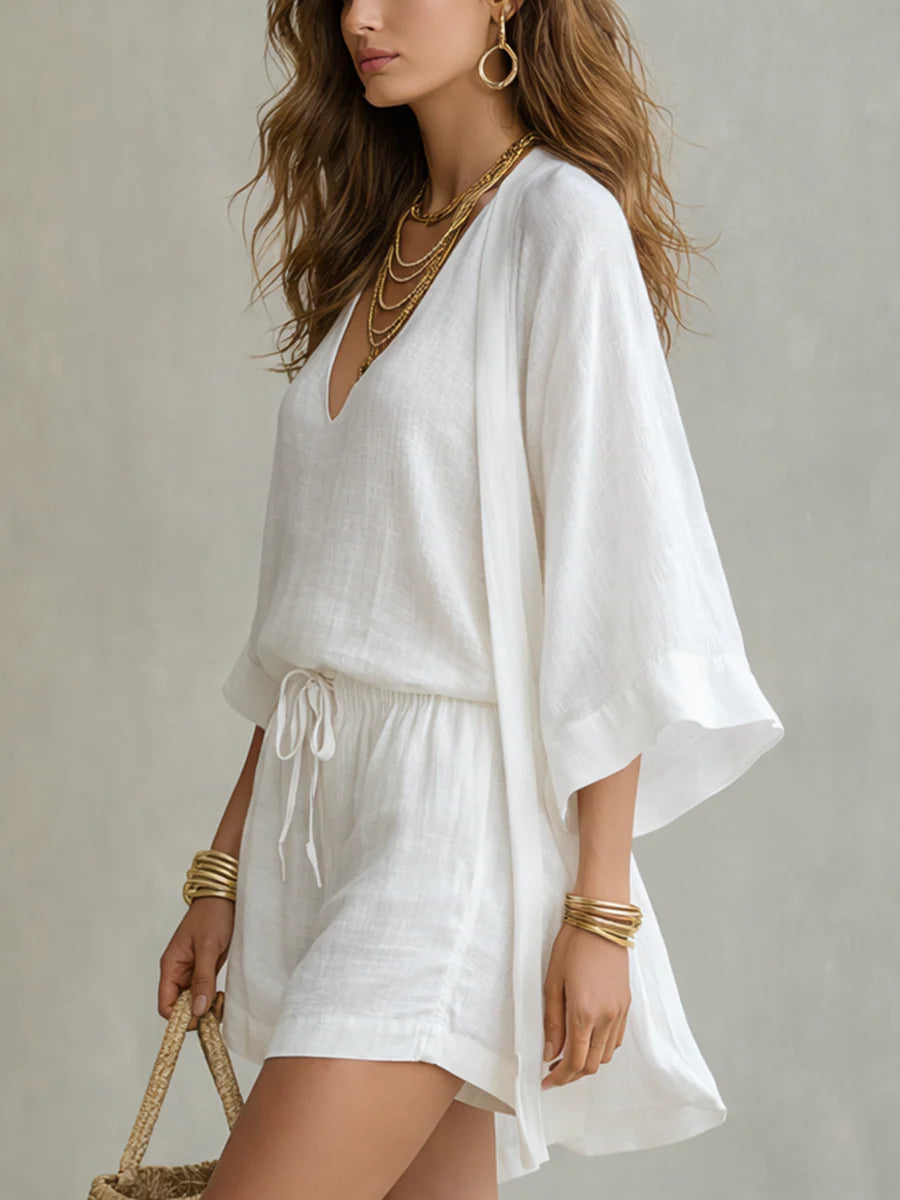 Charlotte | Conjunto de tres piezas: chaleco amplio y short con cordón ajustable