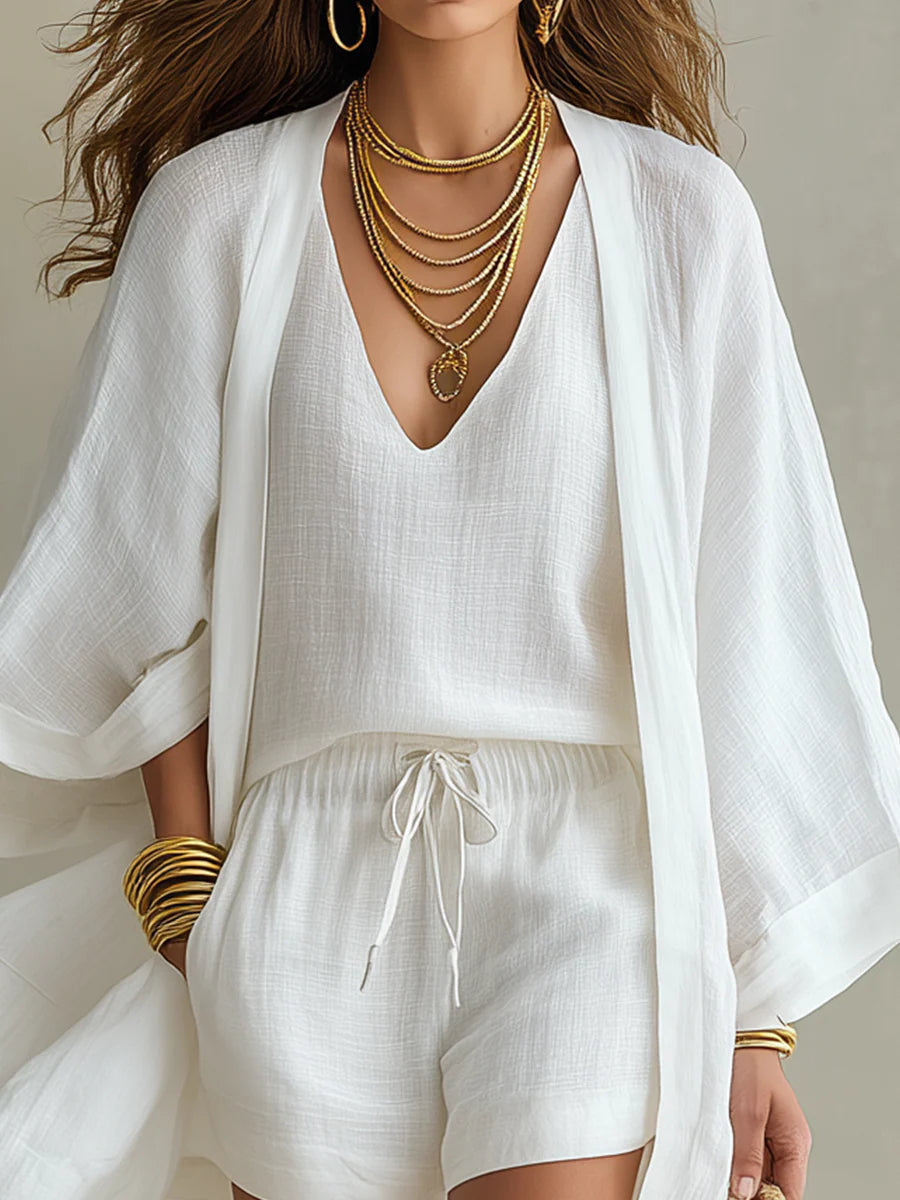Charlotte | Conjunto de tres piezas: chaleco amplio y short con cordón ajustable